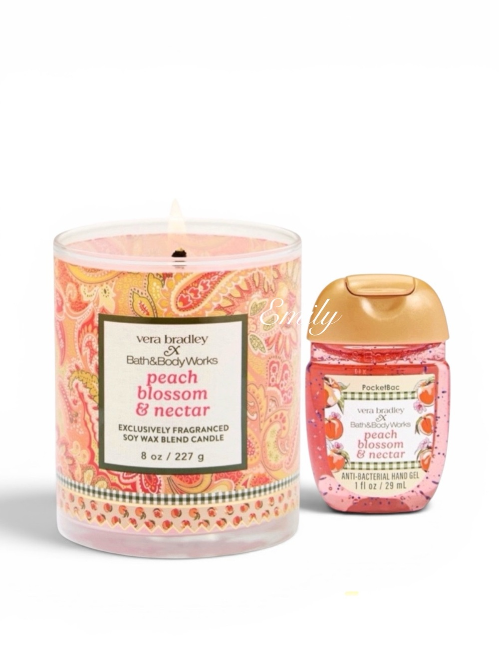 BBW x Vera Bradley Peach Blossom & Nectar Single-Wick Candle + PocketBac